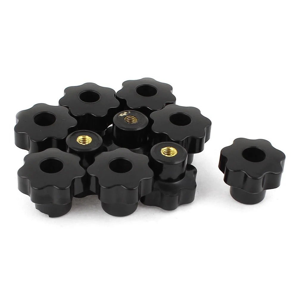 

10 Pcs 32mm Dia M6 Thread Screw On Type Star Head Clamping Knob Grip