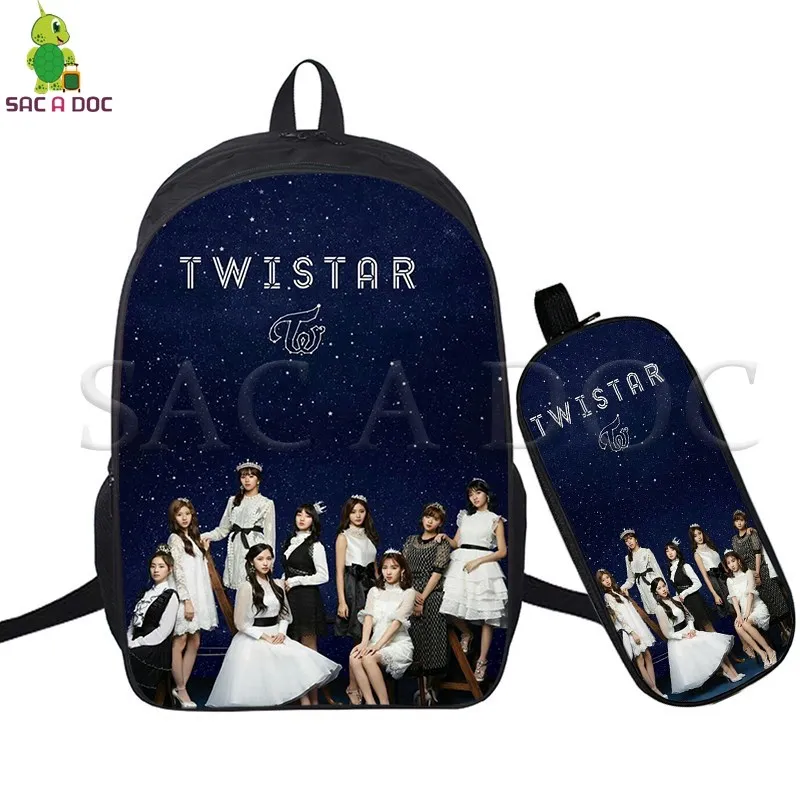 

Twice Twistar Kpop 2 Pcs/set Backpack School Bags for Teenagers Girls Boys Laptop Backpack Sana Na Yeon Printing Travel Bags