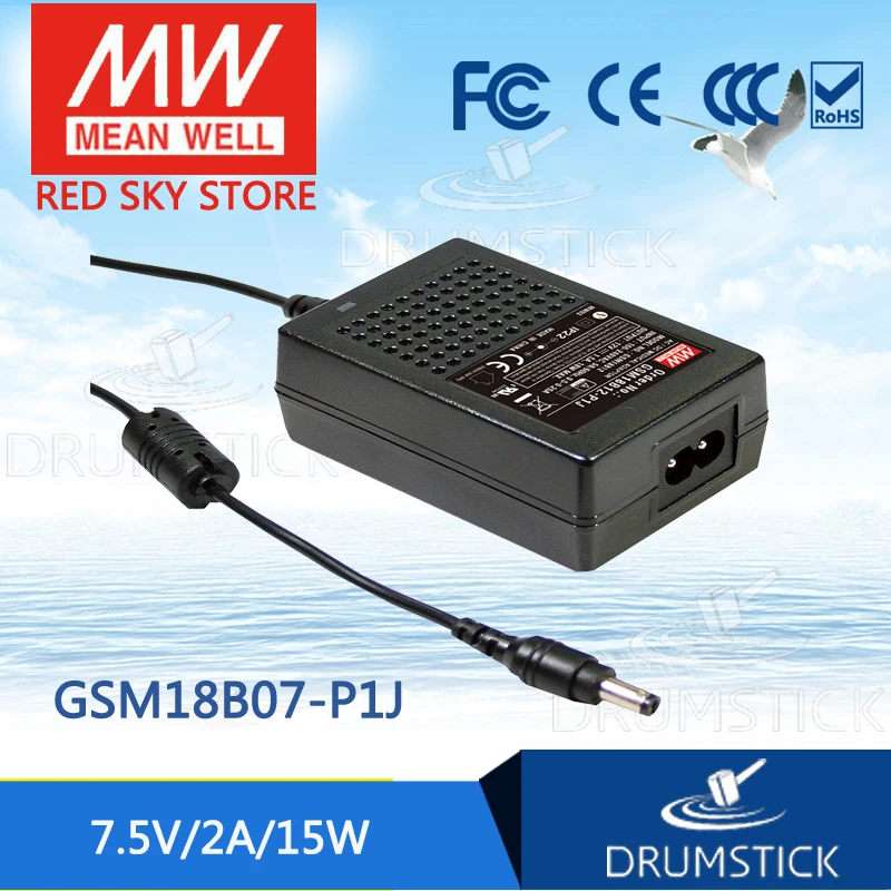 

Selling Hot MEAN WELL GSM18B07-P1J 7.5V 2A meanwell GSM18B 7.5V 15W AC-DC High Reliability Medical Adaptor
