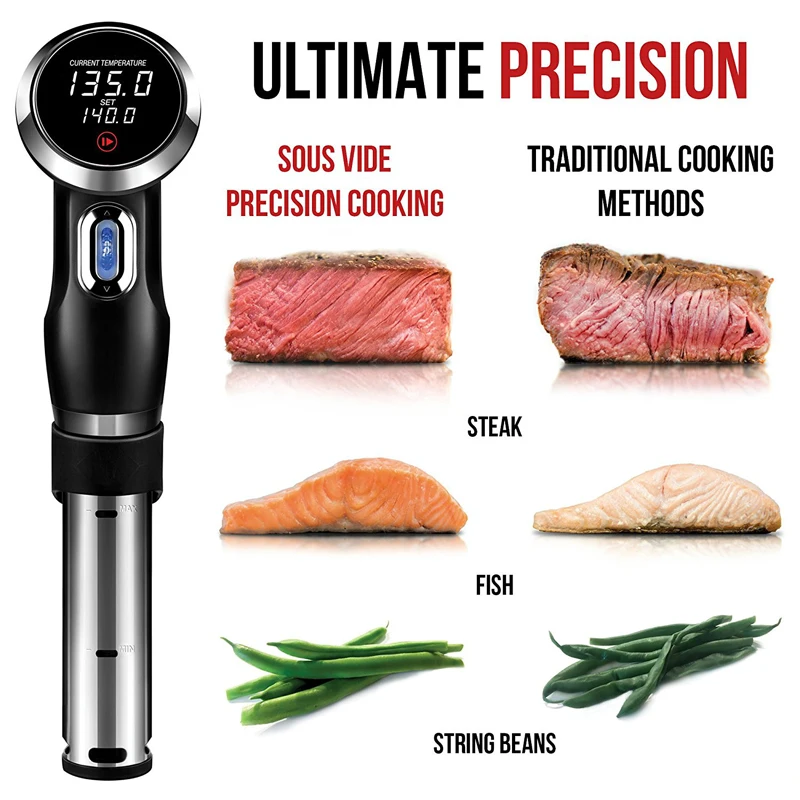 1,9 кг 1800 Вт вакуумная медленная Sous Vide пищевая плита 1800 Вт Мощный погружной циркулятор ЖК-дисплей цифровой таймер дисплей Нержавеющая сталь IPX7