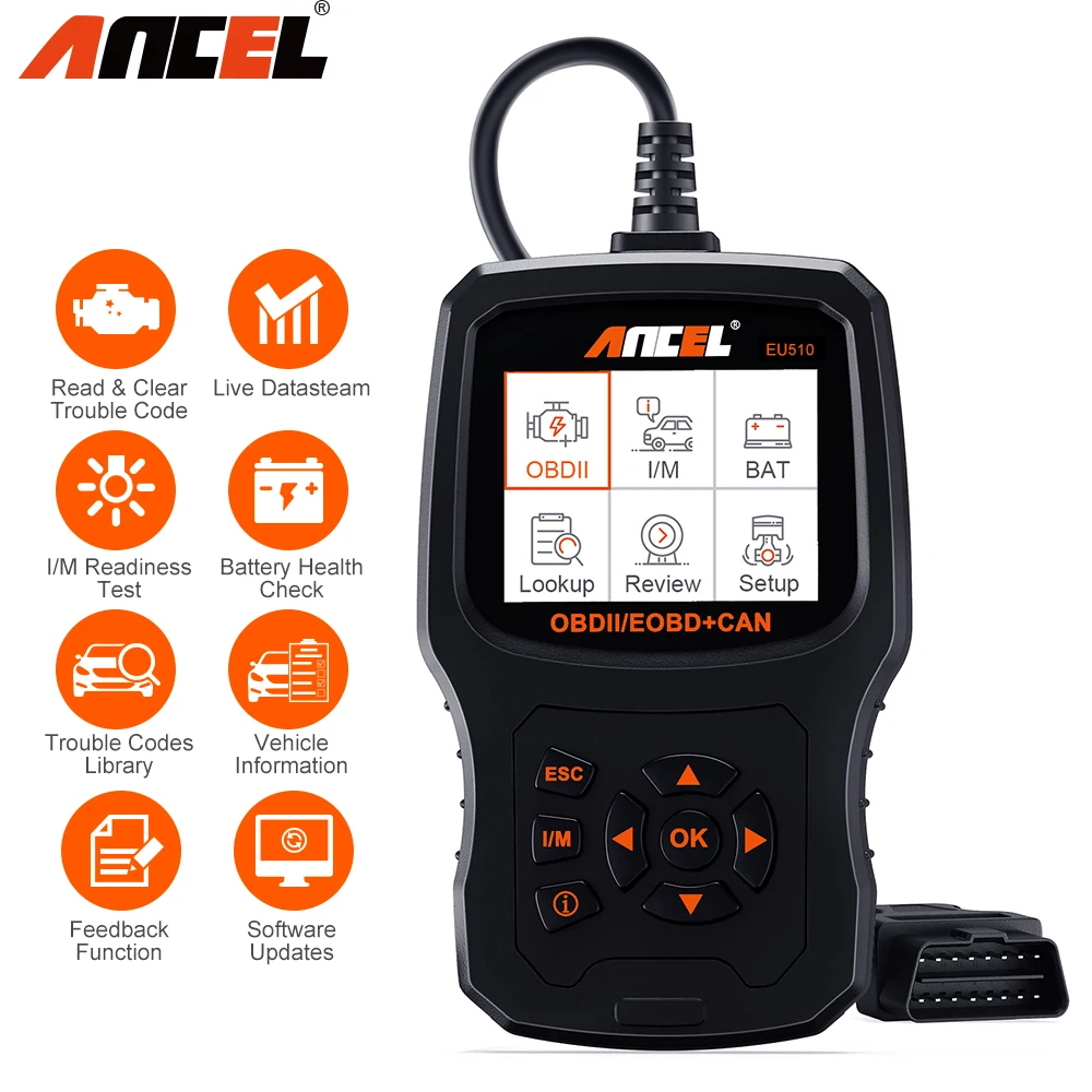 

Ancel EU510 OBD2 Scanner Diagnostic Car Engine Code Reader ODB2 OBD Diagnostic Scanner Muiti-language Diagnostic Tool