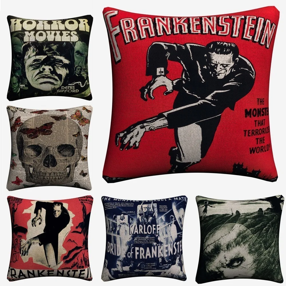 Frankenstein Винтаж фильм Искусство мягкий хлопок белье Чехлы для подушек 45x45 см Классический чехол для подушки для Диванный домашний декор Almofada