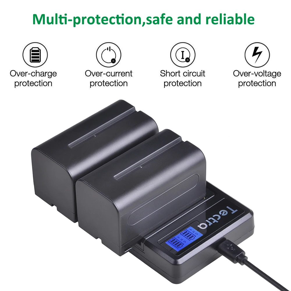 Billig 4PCS 5200mAh NP F770 NP F750 NP F770 np f750 NPF770 750 Batterien + LCD USB Ladegerät für Sony NP F550 NP F770 NP F750 F960 F970