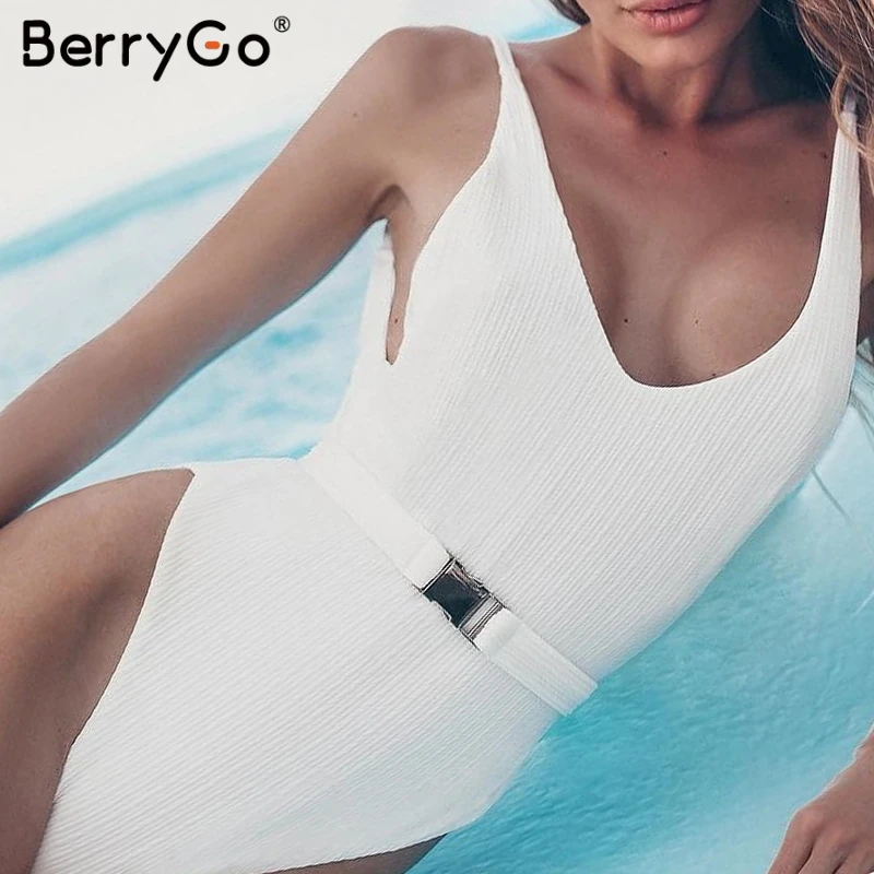 Женский купальник BerryGo с пуш апом высокой посадкой для пляжа на лето|Комбинезоны|