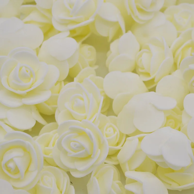 100 шт 3,5 см мини ПЭ пены розы искусственные головки цветов для вечерние DIY венки ремесла аксессуары Свадебные украшения ручной работы flor - Цвет: F02 beige