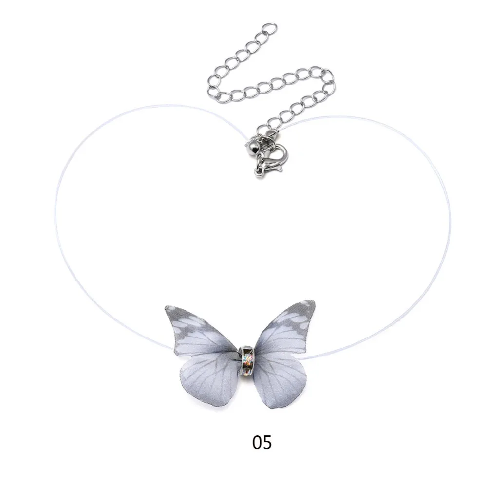 3D Романтическая мечта невидимая рыбка Лента Бабочка Кристалл драгоценные камни ожерелье Мода для женщин ювелирные изделия#272917
