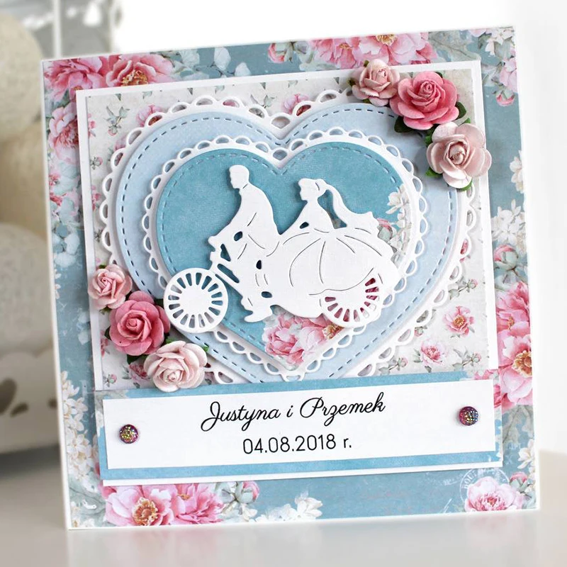 

Wedding Bridegroom Bride Bike Metal Cutting Dies for DIY Craft Making Wedding Invitation Anniversary Card Decorative Stencils