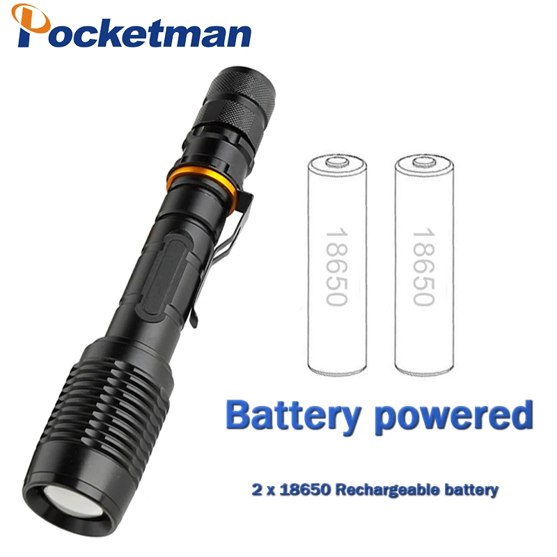 8000LM led xml- T6 Zoom Flashlight Torch Zoomable Bike Lamp Light Lampe Torches Lantern + 18650 Battery + Charger +Bike clip