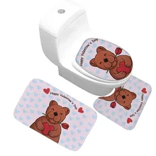 Набор из 3 предметов: роза/влюбленные собаки/коричневый медведь/Тимберс Волк/Девочка/губы пена коврик для ванной комнаты нескользящий без волос Absorben для туалетной ванны