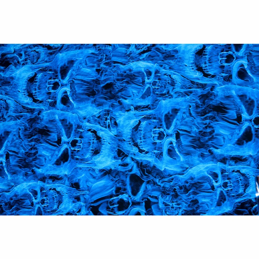 50x100 см гидрографическая пленка с голубым черепом, напечатанная пленка для переноса воды, Dip пленка для мотоциклетного шлема, декор колес автомобиля