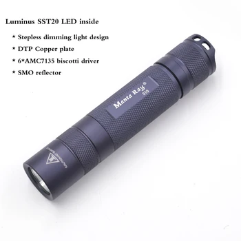 

Manta Ray S10 LED flashlight with luminus SST20,DTP copper plate,Stepless dimming light design,7135 biscotti firmware