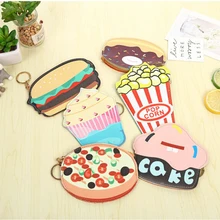 Cake Donuts Hamburg Pizza Coin Purse PU Leather Wallet Card Holder Portable Loose Change Storage Bag Key Chain Pocket Kids Gifts