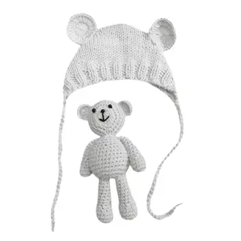 

Newborn Baby Girl Boy Photography Prop Photo Crochet Knit Costume Bear +Hat Set F6