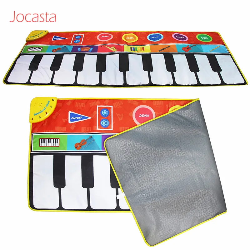 Large Size Baby Musical Carpet Keyboard Play Mat Music Instrument Piano Mat Educational Toys for Children Kids Gifts >