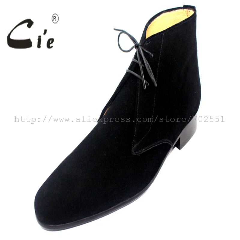 CIE с круглым носком телячьей кожи Верхний, внутренняя, подошва ручной работы мужские туфли черная замша дышащие кожаные ботинки A59