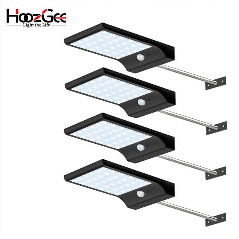 

HoozGee Solar Street Light Outdoor Garden 36 LED Wall Lamp PIR Motion Sensor Lighting Security Pathway Lights with Stick