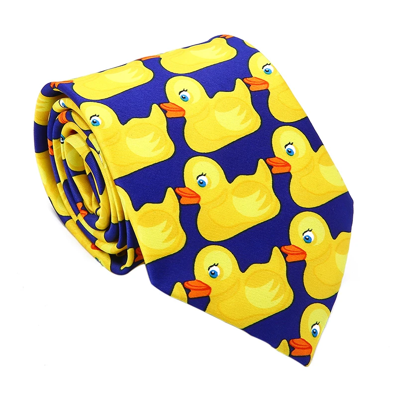 1 x mens ladies tie necktie rubber ducks bird yellow blue novelty fancy dress