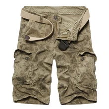 LANBAOSI, мужские повседневные шорты, хлопковые, с цветочным принтом, Карго, короткие, пляжные, с несколькими карманами, Капри, бермуды, мужские летние шорты