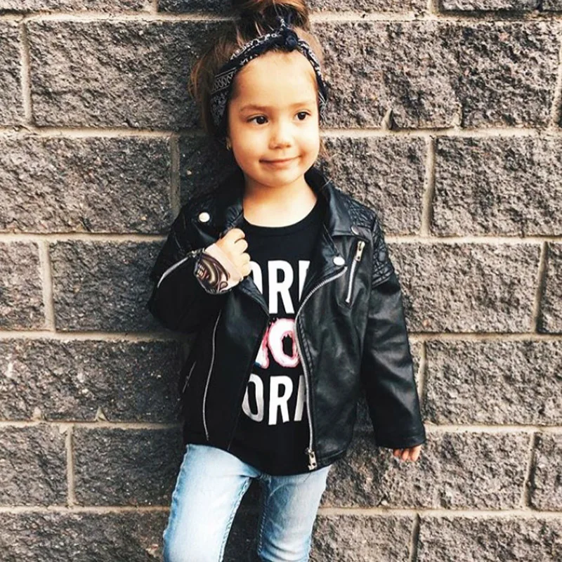 

New Spring Jacket Girl Fashion Long Sleeved Children's Costumes Black Korean Style Jackets For Girls Disfraces Infantiles