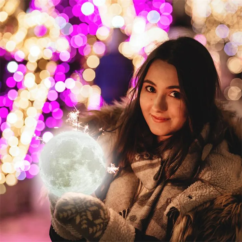  USB Rechargeable Nightlight 3D Print Moon Lamp Photo Custom Personality Color Change Lunar Touch/Re - 4000001697611