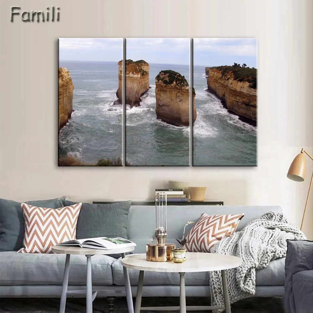 

Free shipp Unframed 3 Pcs Print Canvas Painting twelve apostles australia Wall Art Picture Bar Cafe Home Decoration Living Room