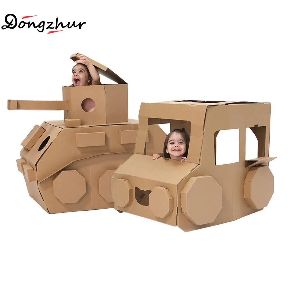 

Two Types Corrugated Paper Maerial Child Cool Car Tank Large Diy Educational Creative Toy Creative Tank Children's Tent House