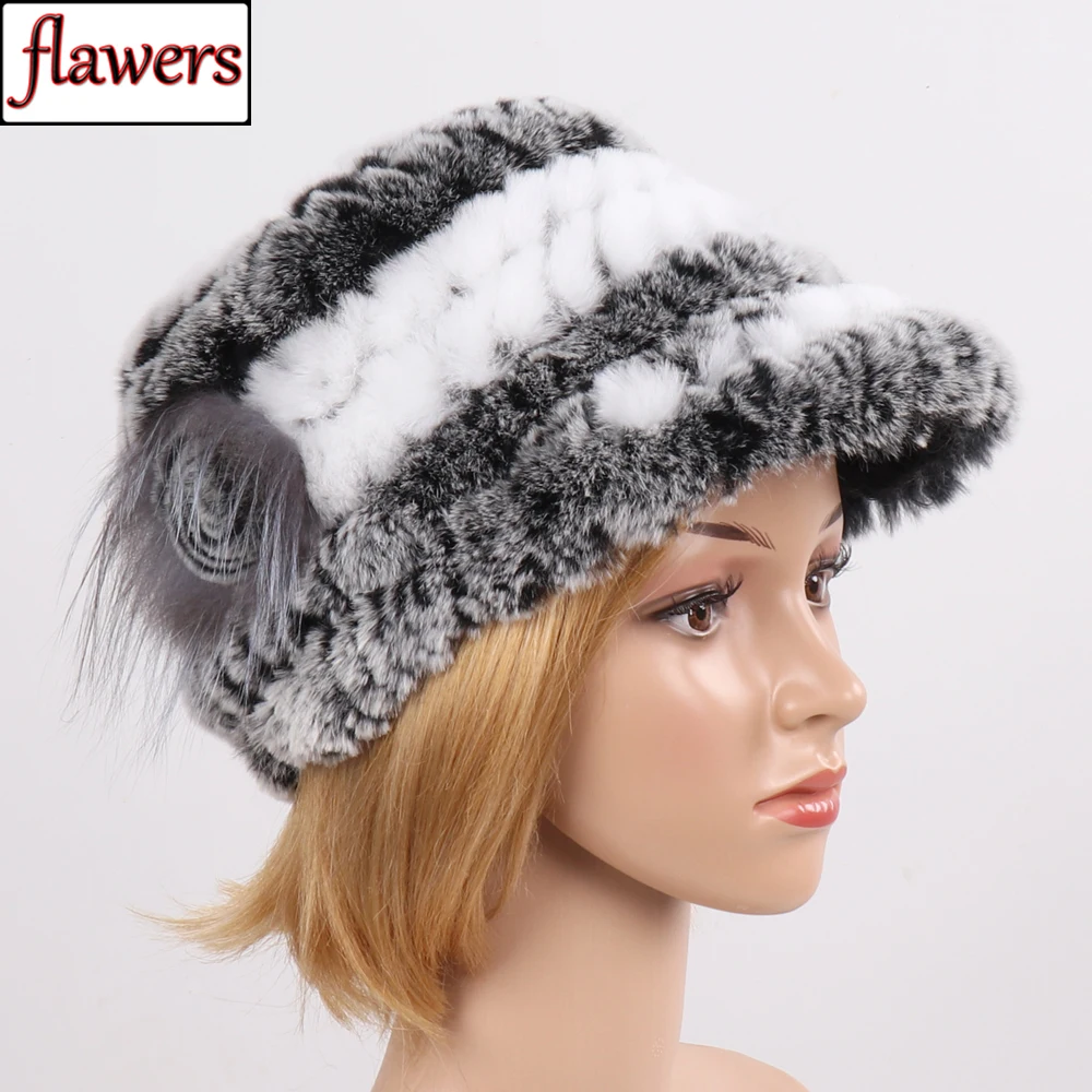 

2019 Women Knitted Rex Rabbit Fur Beanies Hats Genuine Real Rex Rabbit Fur Hat Lady Natural Rex Rabbit Fur Cap Wholesale Retail