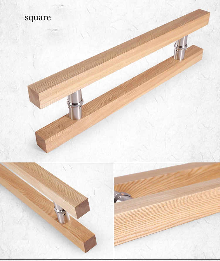 modern natural wood frame Door Handle for glass door