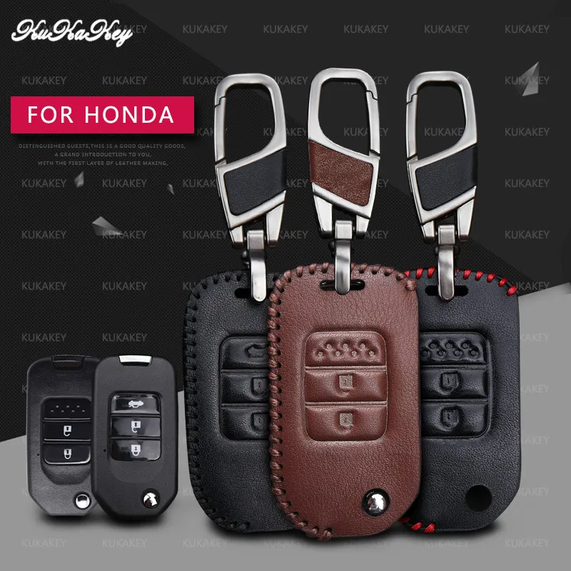 Кожаный чехол для автомобильного ключа защитный Honda FIT XRV VEZEL CITY JAZZ CIVIC HRV Civic Crider CRV 2