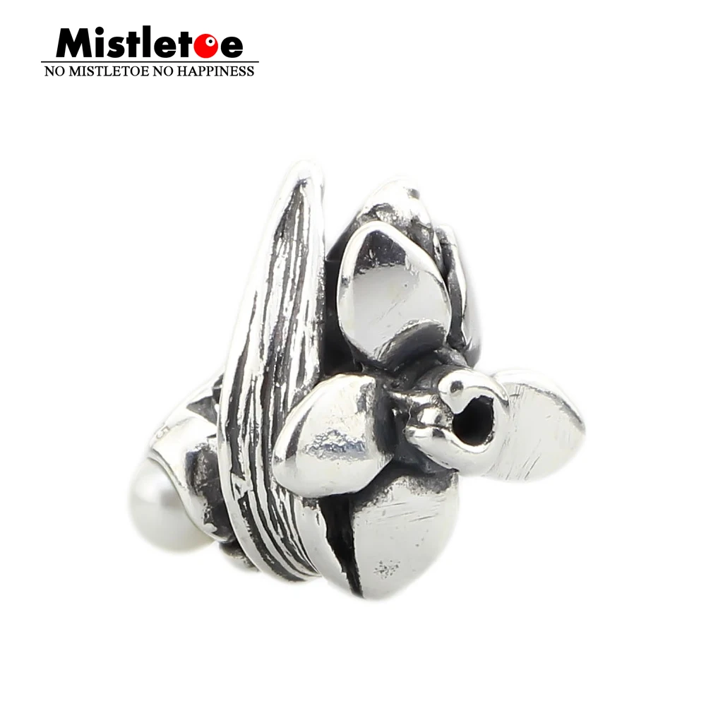 

Mistletoe Jewelry Genuine 925 Sterling Silver Narcissus of December With White Pearl Charm Bead Only Fit Troll 3.0mm Bracelet
