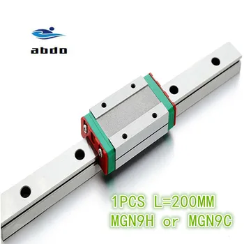 

High quality 1pcs 9mm Linear Guide MGN9 L= 200mm linear rail way + MGN9C or MGN9H Long linear carriage for CNC XYZ Axis