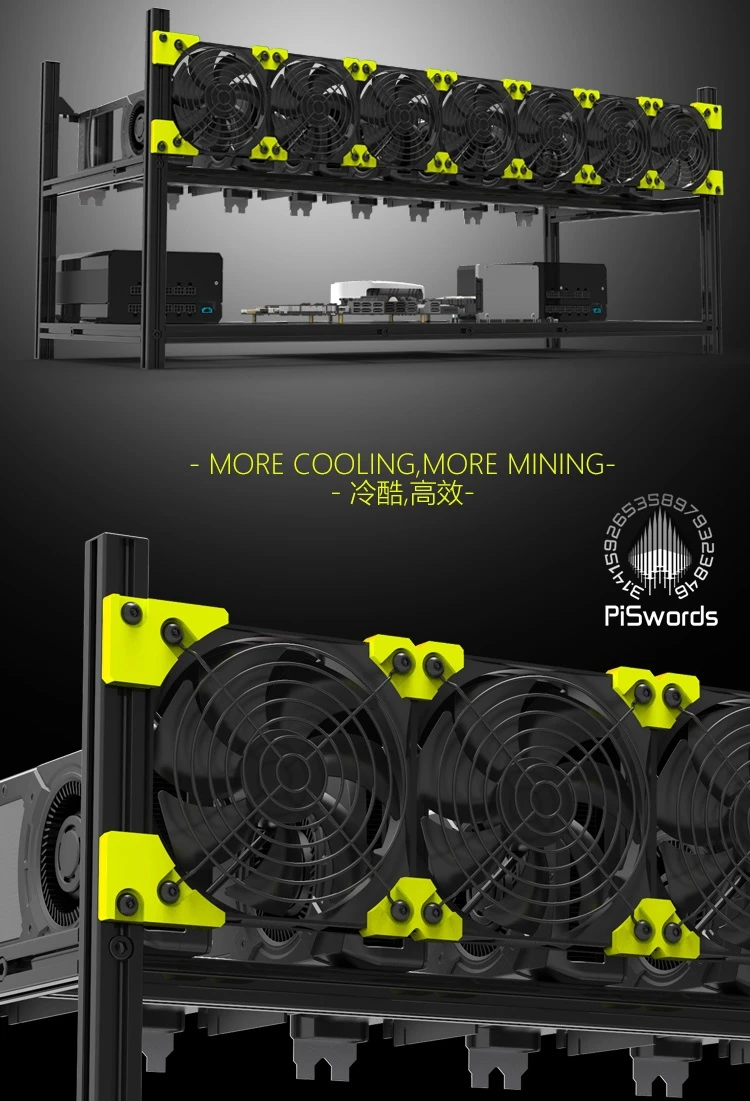 8 GPU VEDDHA алюминиевый Штабелируемый открытый Air bitcon Ethereum Miner rig rack чехол компьютер