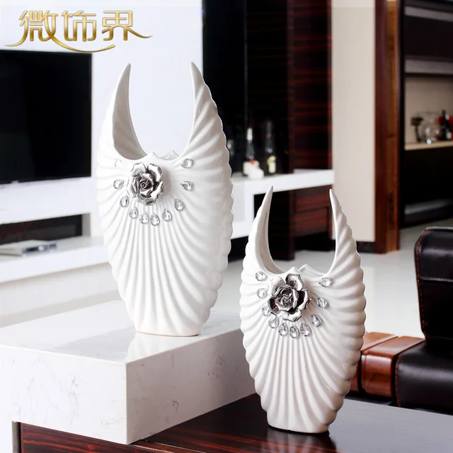Adornos de mesa blanco jarrón de cerámica piso sala de estar suite de
