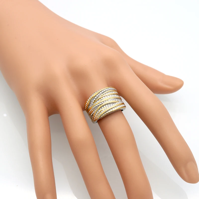 Новое поступление, модные двухцветные кольца для женщин, Anillo, золотой цвет, античные женские ювелирные изделия из нержавеющей стали, вечерние кольца в винтажном стиле