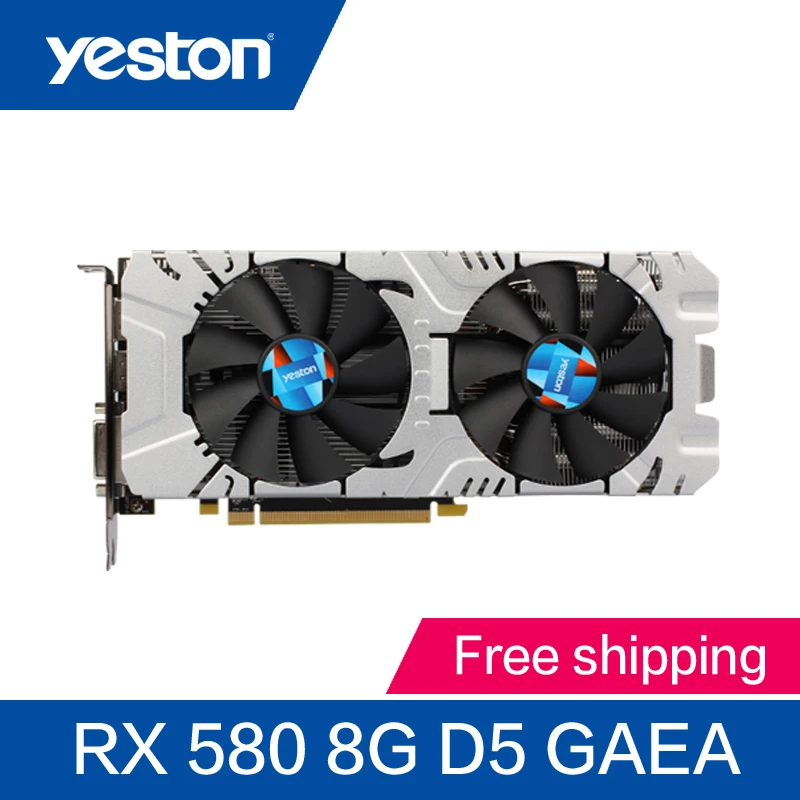 Yeston Radeon RX580 8 ГБ GDDR5 PCI Express x16 3,0 видеоигровая видеокарта внешняя видеокарта для рабочего стола