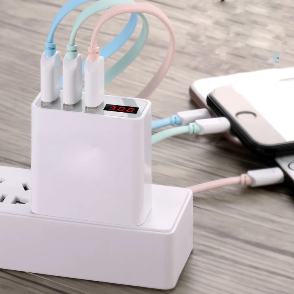 USB Charger 3A LED Display Universal Mobile Phone USB Charger Fast Charging Wall EU Charger For iPhone Samsung Xiaomi LG8