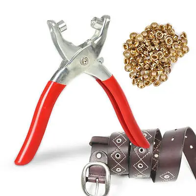 

Rivets Pliers Hand Tool + 100pcs Eyelets Grommets for Shoes Bags Leather Belt