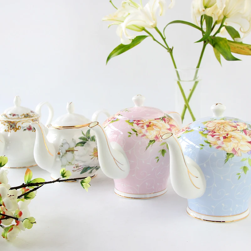 900ml 1300ml Celadon Hand-Painted Ceramic Teapot Tea Set Afternoon Tea Bone China Coffee Pot Flower Teapot
