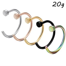 Showlove 5 шт титановый анодированный хирургический стальной нос губы открытые кольца пирсинг для носа ноздри шпильки ювелирные изделия для тела 18 г и 20 г