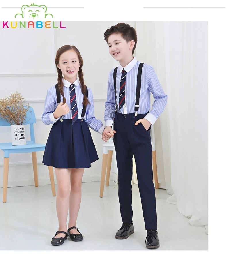 

Brand Formal Boys Birthday Dress School Performance Uniform Girls Ceremonial Wedding Skirt Shirts Set Bowtie Children Suit F52