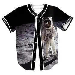 3D астронавт Бейсбол рубашка Для мужчин 2017 Забавный принт Для мужчин футболка Повседневное короткий рукав Бейсбол Джерси хип-хоп Футболка