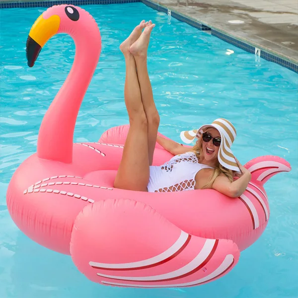 190CM-75-Inch-Giant-Inflatable-Flamingo-Pool-Float-2017-Pink-Cute-Ride-On-Swimming-Ring-For