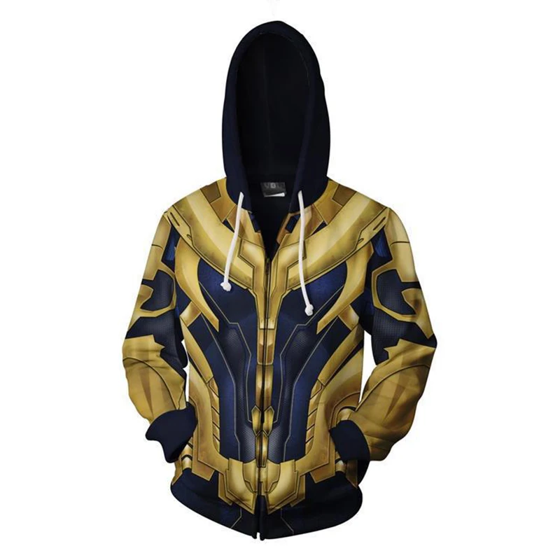 

Avengers 4 Endgame Thanos Battle Suit Cosplay Hoodies Sweatshirt 3D Printed Thanos Hooded Zipper Jacket Streatwear Sportswear