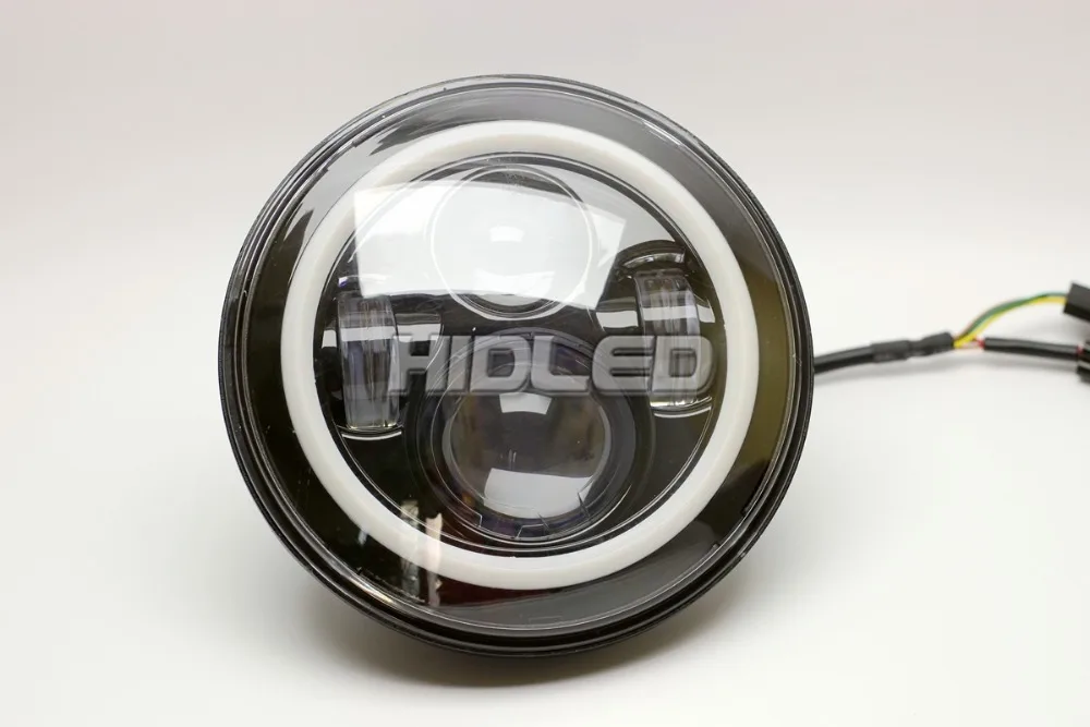 ФОТО 1 Pc 7 inch LED projector headlight with dual-color LED angel eye signal turning for Jeep Wrangler & Harley Davidson motorcyle