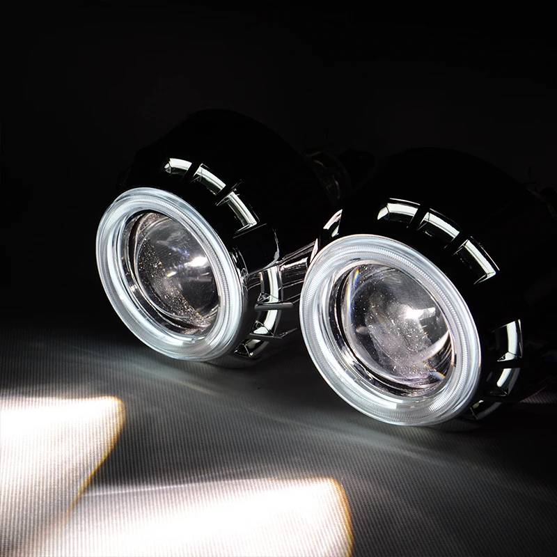 35W 6000k 3'' inch HID Bi xenon Projector Lens Headlight High Low Beam Double Angel Eyes H1 H4