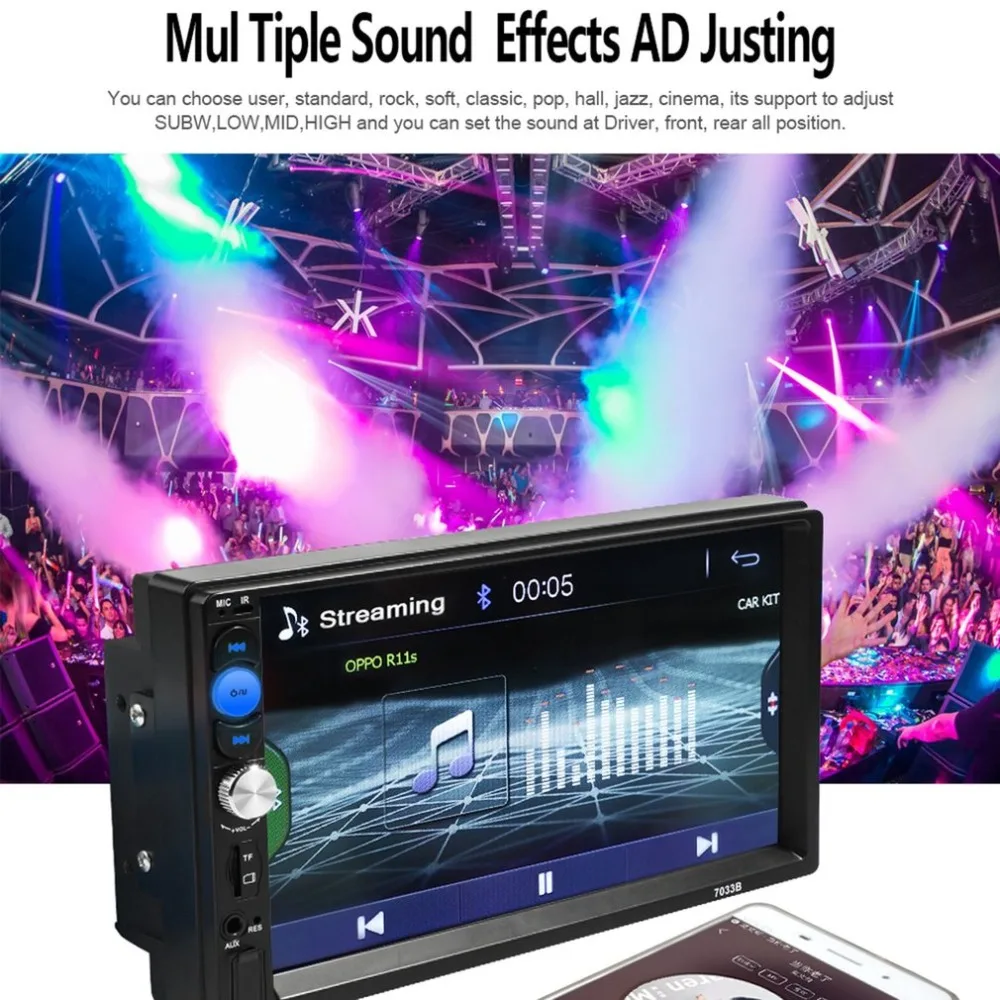 

7 Inch Display Double Din Auto Car DVD MP5 Player FM Radio Multi-Media Player Bluetooth Car Subwoofer With Camera
