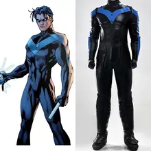 Бэтмен Косплей Аркхэм город Nightwing Робин, косплей костюм наряд полный комплект Униформа костюм Nightwing Хэллоуин Карнавальный Костюм