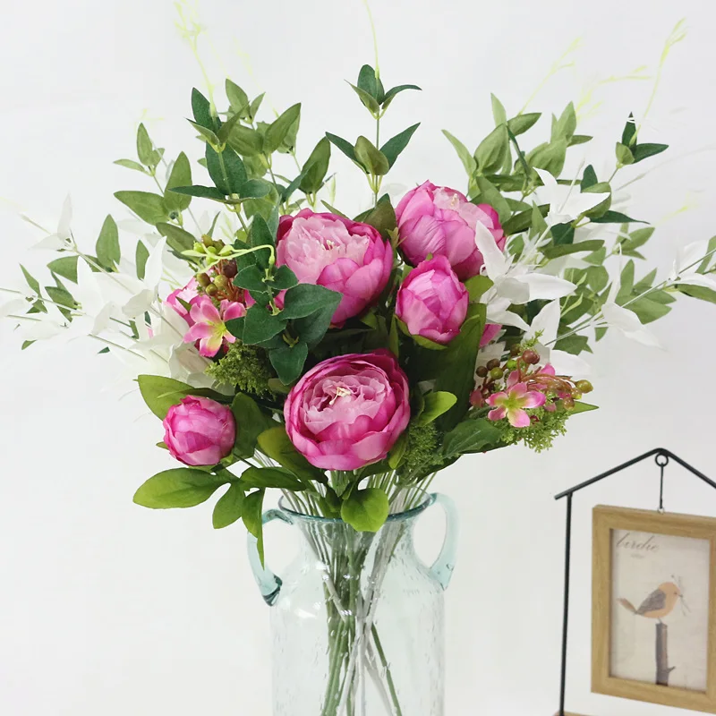 JAROWN Artificial Plant Simulation Green Leaves Flower Arrangement Decor Accessories For Wedding Decoration Home Office Decor (2)