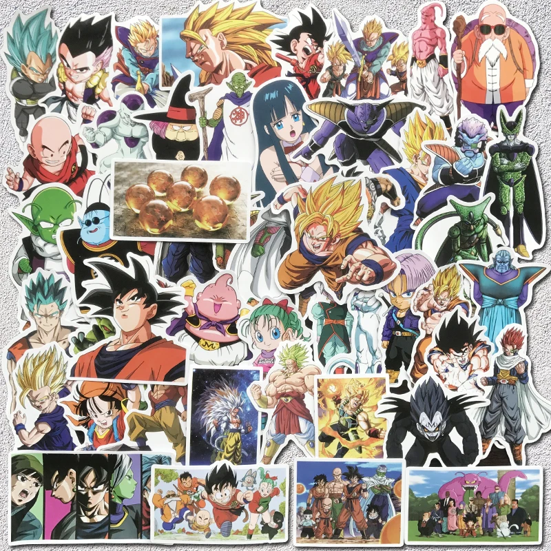 AQK 50 шт./лот ПВХ Аниме Драконий жемчуг наклейки Супер Saiyan наклейка Гоку для