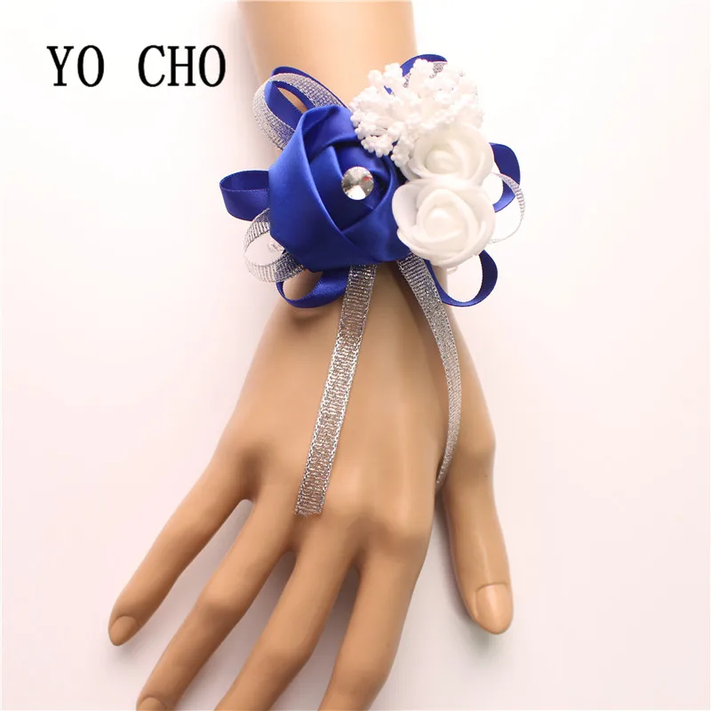 YO CHO High Quality Real Touch Rose Wrist Corsage Bridesmaid Sisters Hand Flowers Artificial Bride Flowers Wedding Party Decor